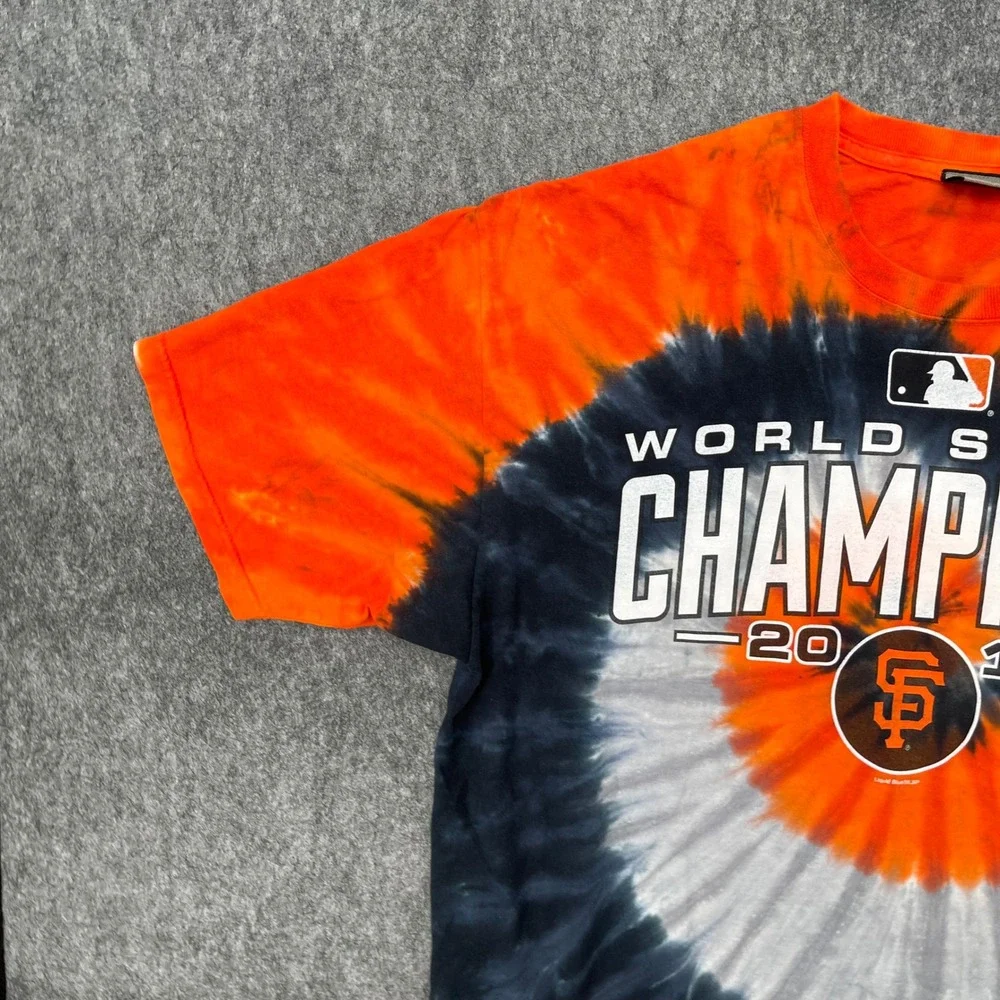 San Francisco Giants Shirt Mens XL World Series Champion Liquid Blue Tie Dye - Picture 6 of 13